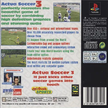 Actua Soccer 3 (EU) box cover back